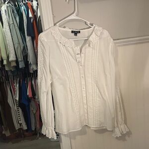 J. Crew White Blouse with Lace Details